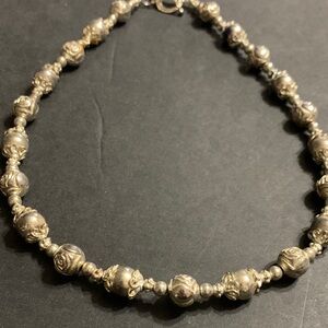 Silver -toned rose beaded necklace 18 inch toggle